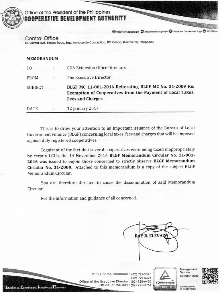 Memo 2016 BLGF | PDF