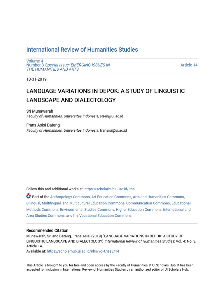 Language Variations in Depok Study | PDF | Dialectology | Linguistics