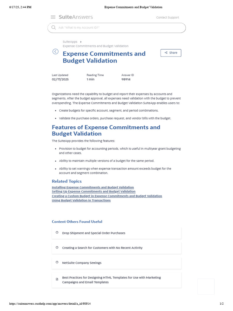NetSuite Expense Commitments Guide | PDF | Expense | Internet Privacy