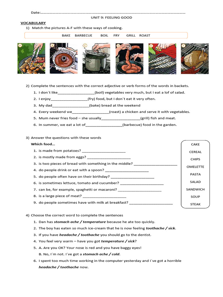Cooking Vocabulary and Grammar Exercises | PDF | French Fries | Salad