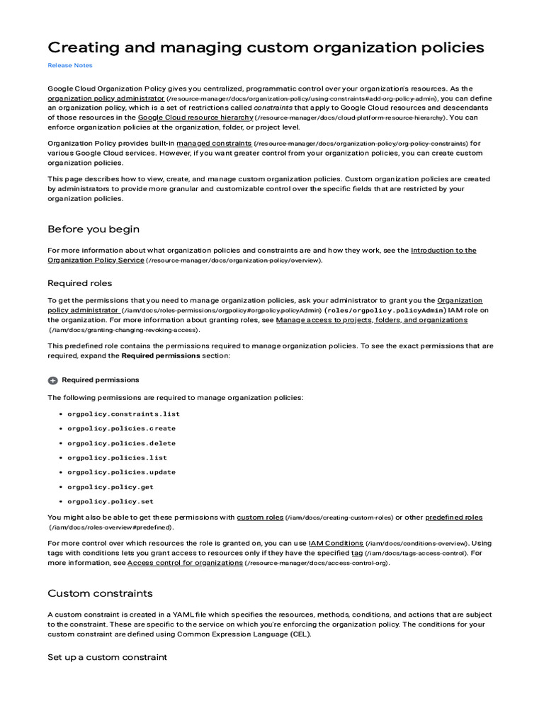 Managing Custom Organization Policies | PDF | Command Line Interface ...
