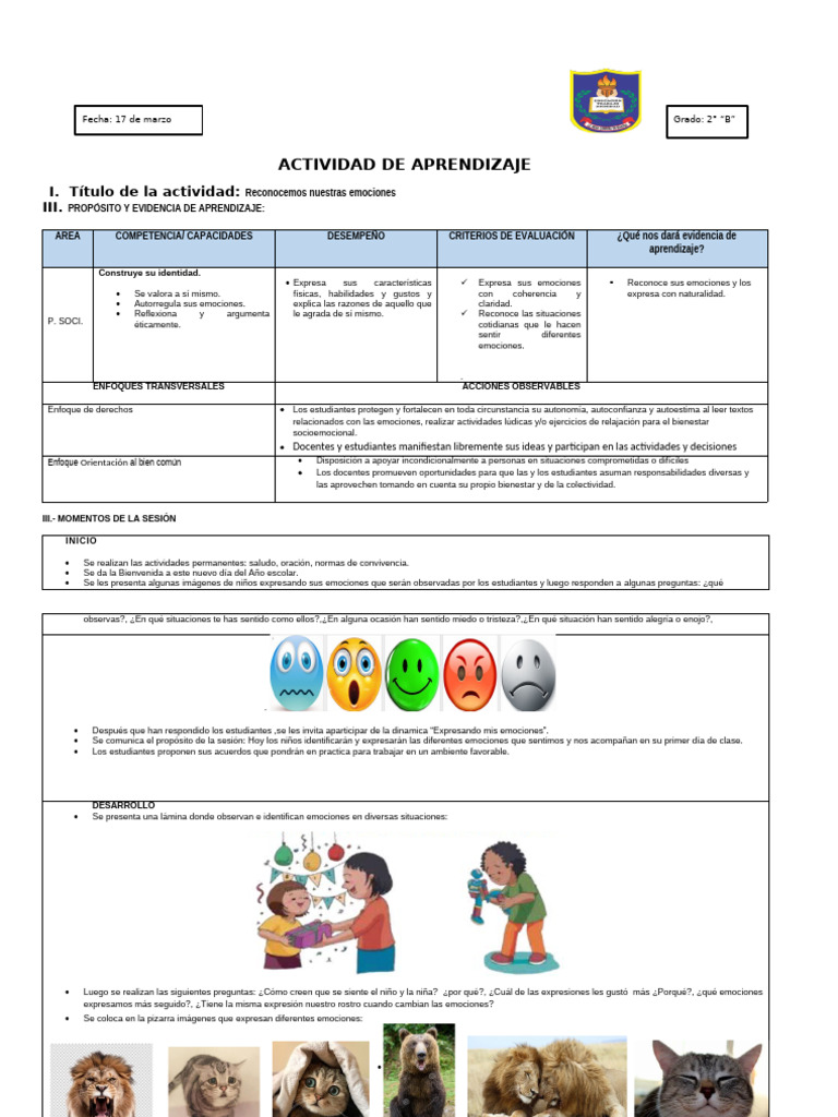 Reconocimiento y expresión emocional infantil | PDF | Las emociones ...