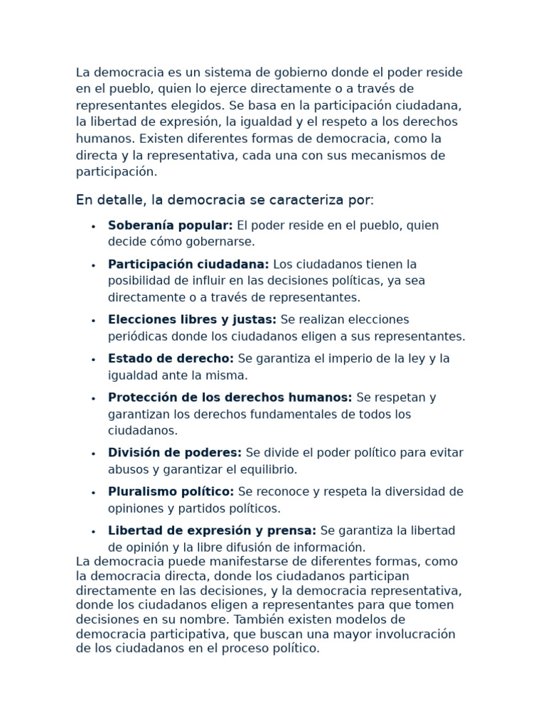 Características de la Democracia Moderna | PDF
