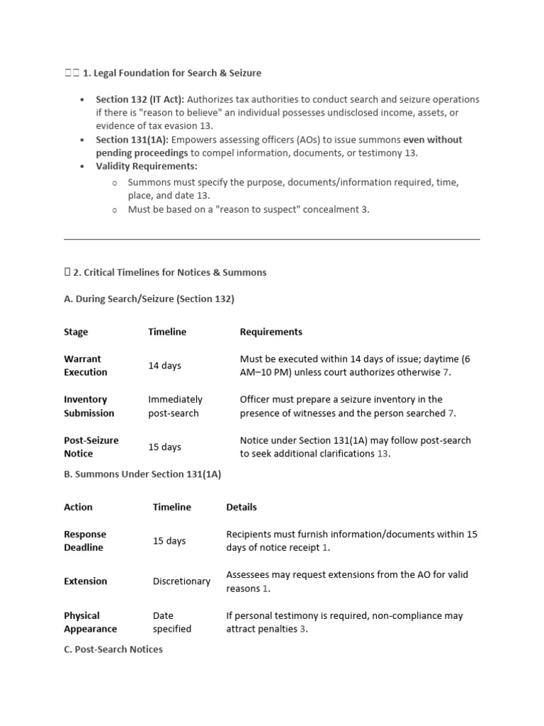 Search & Seizure Tax Compliance Guide | PDF | Summons | Search And Seizure