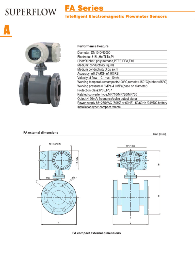 Superflow Electromagnetic Flowmeter | PDF