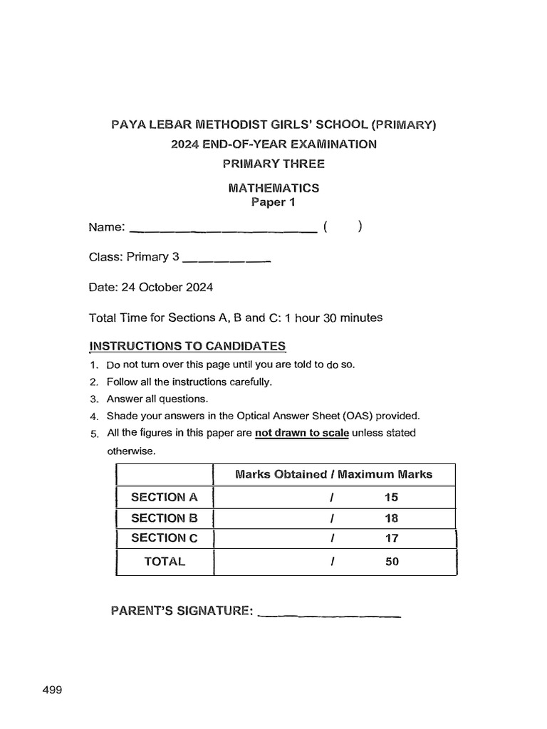 P3 Math Exam Paper 2024 | PDF