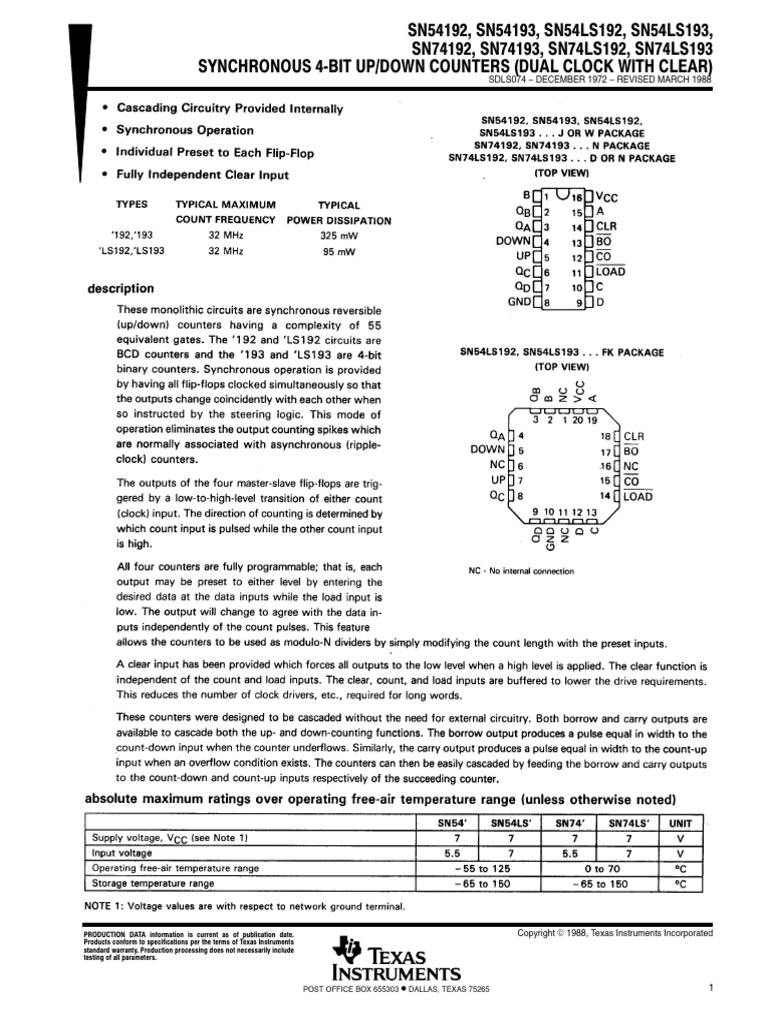 Synchronous 4-Bit Up/Down Counters | PDF | Reliability Engineering ...