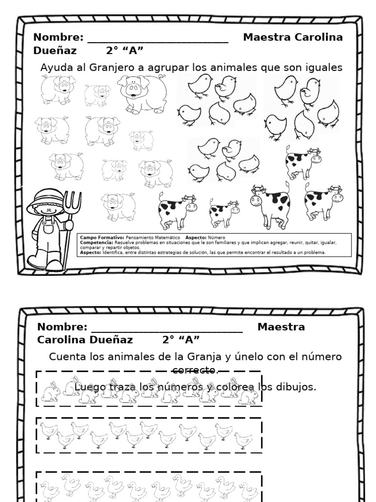 Actividades Matemáticas en la Granja | PDF