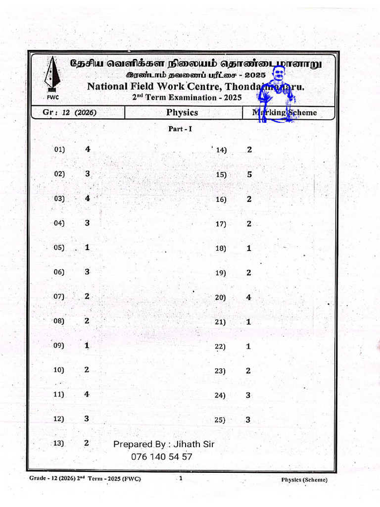 2025 2nd Physics Scheme Pdf