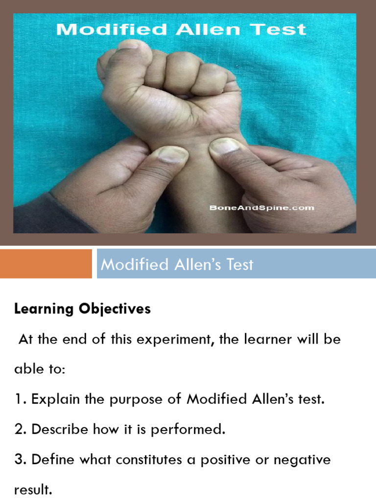 Modified Allen's Test Procedure and Results | PDF | Hand | Pulse
