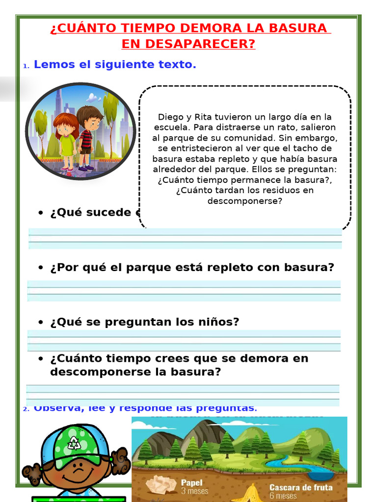 Tiempo de descomposición de la basura | PDF