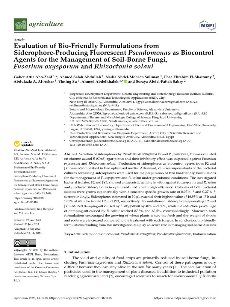 Agriculture 13 01418 | PDF | Pseudomonas