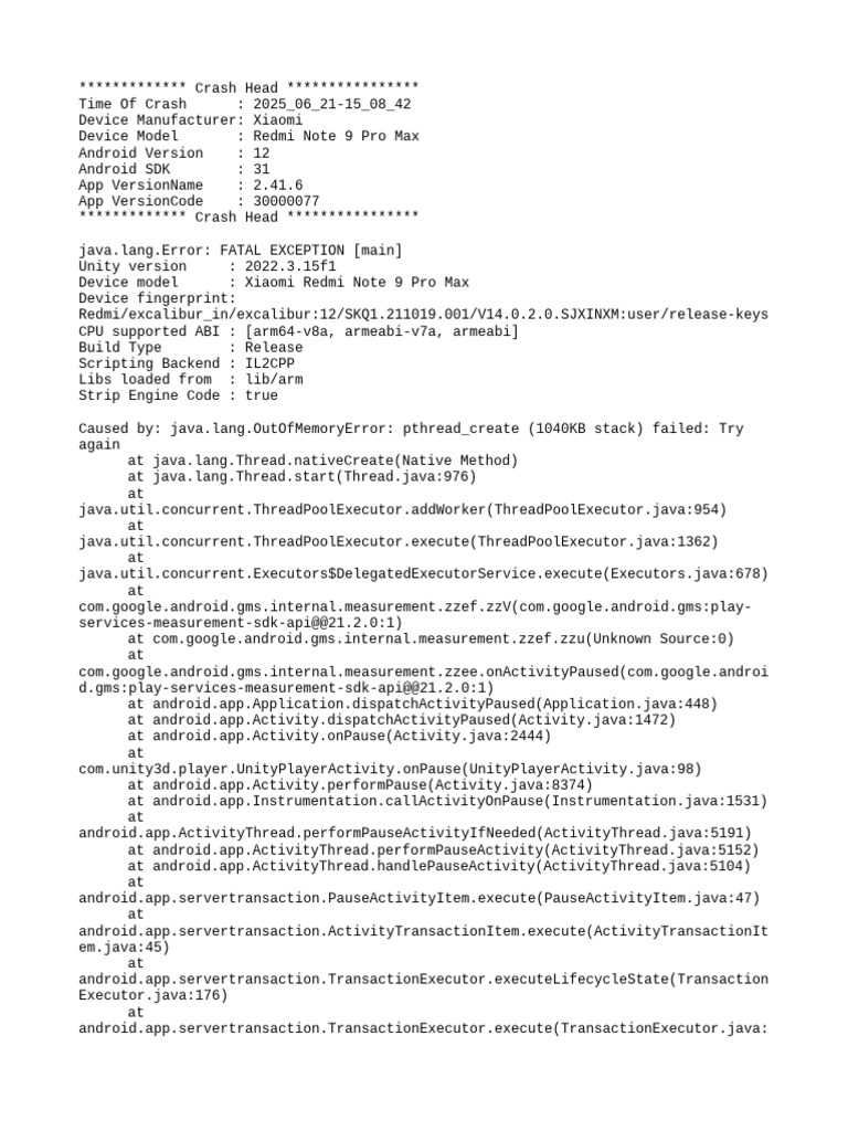 Crash Report for Xiaomi 1028 | PDF | Information Appliances | Software ...