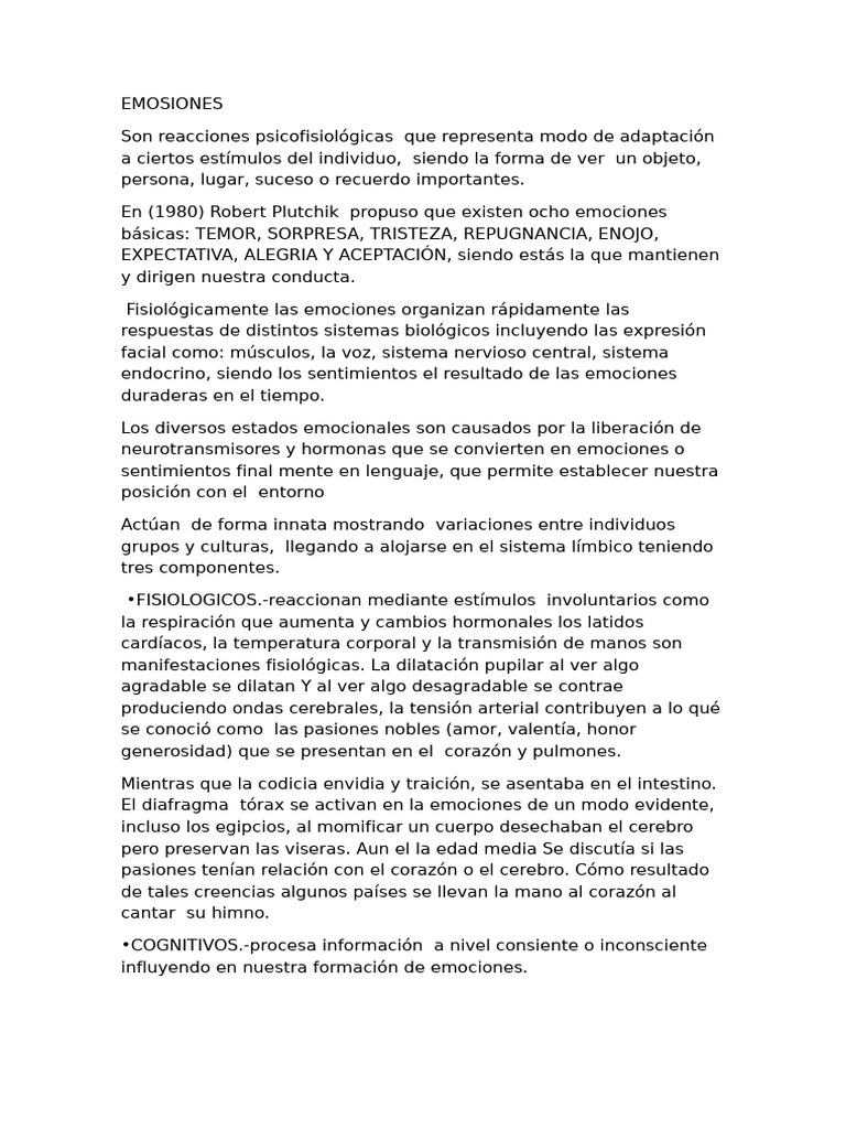 Emociones y su Impacto en Comportamiento | PDF | Las emociones ...