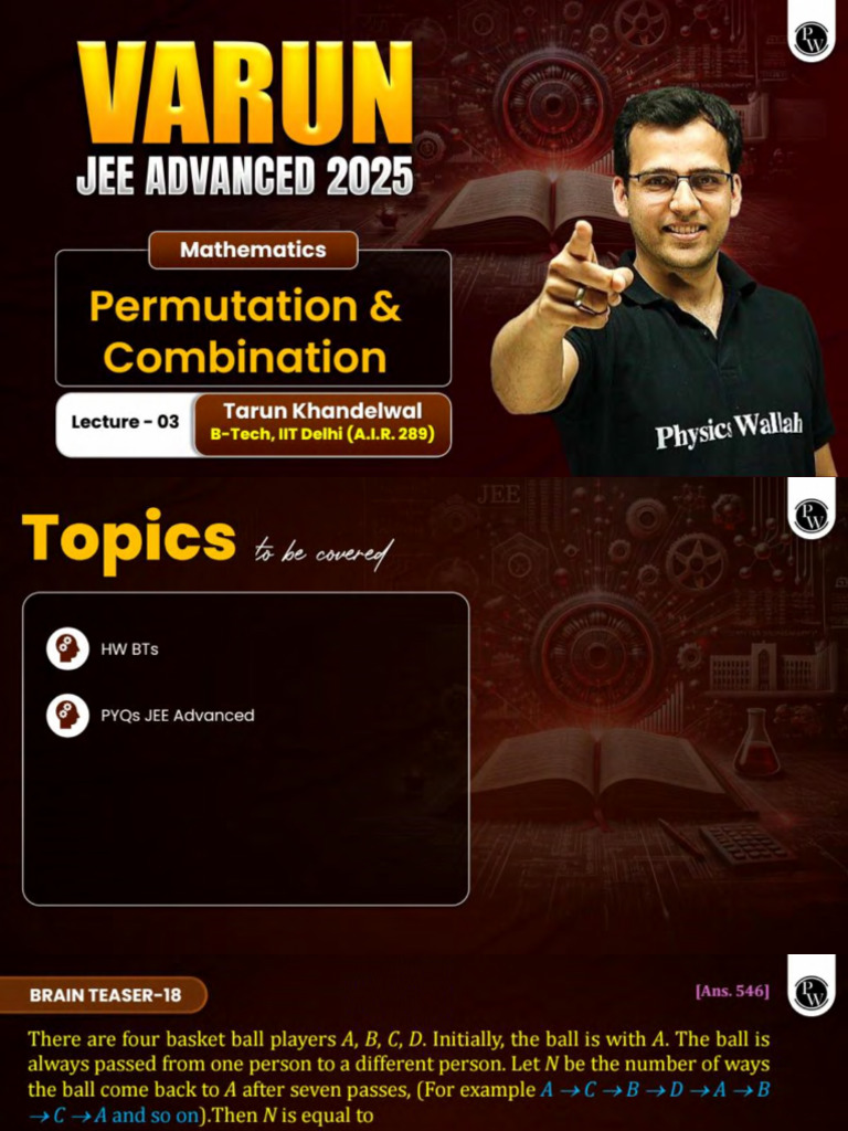 Permutation and Combination 03 Class Notes Varun JEE Advanced 2025 | PDF