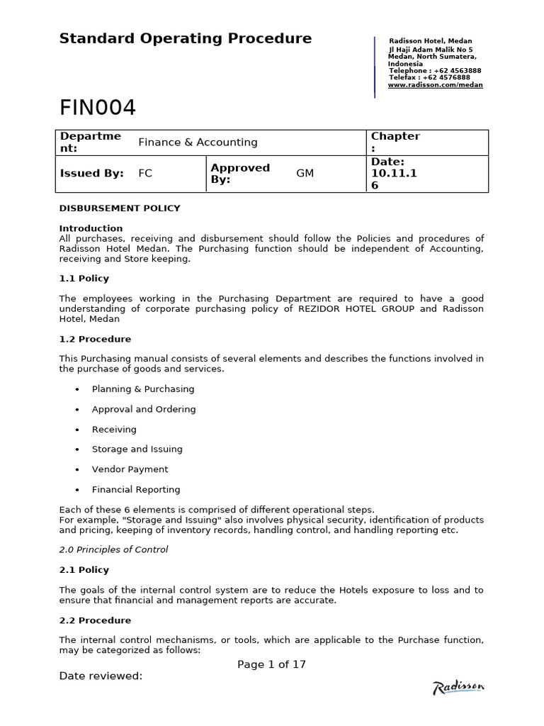 Disbursement Policy - RDMDFIN004 | PDF | Expense | Inventory