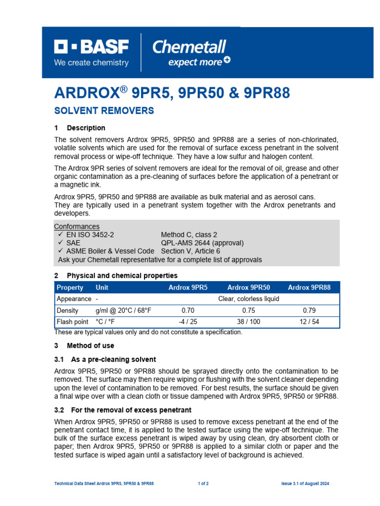 Ardrox 9PR5, 9PR50 & 9PR88 Overview | PDF | Ultraviolet | Materials