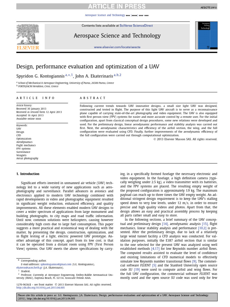 UAV Design and Optimization Techniques | PDF | Unmanned Aerial Vehicle ...