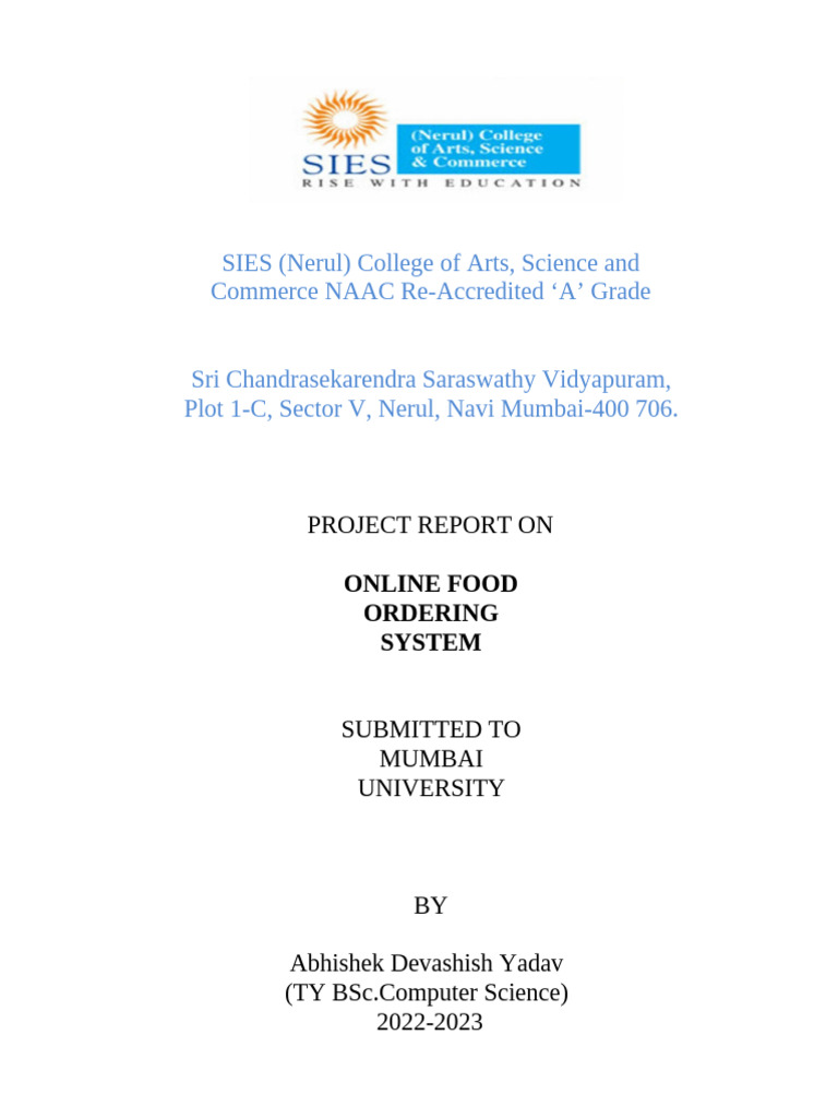 Online Food Ordering System Project | PDF | Databases | Menu