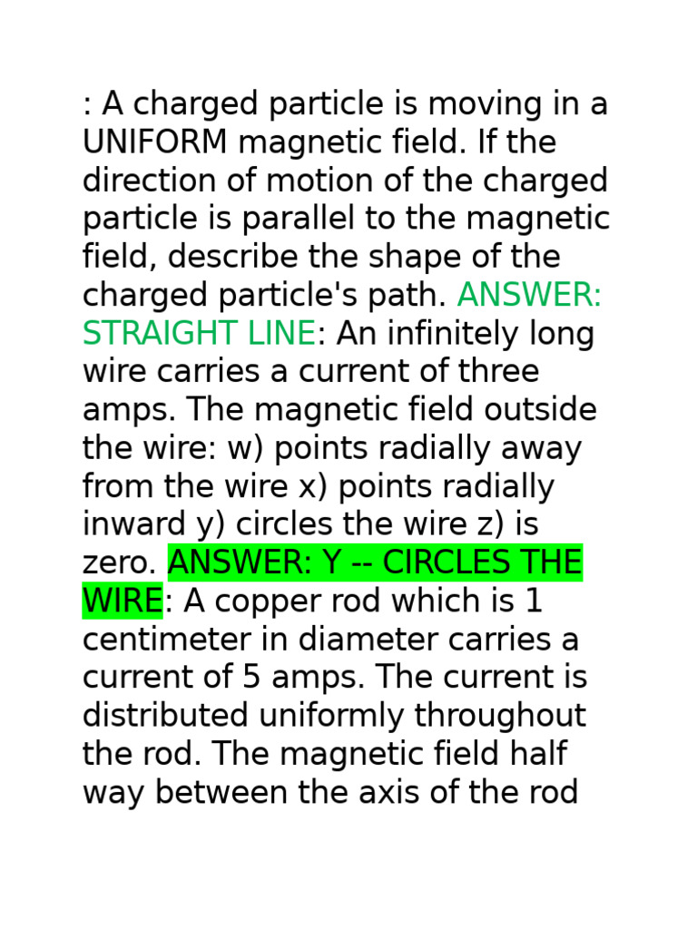 A Charged Particle Is Moving in A UNIFORM Magnetic Field | PDF ...