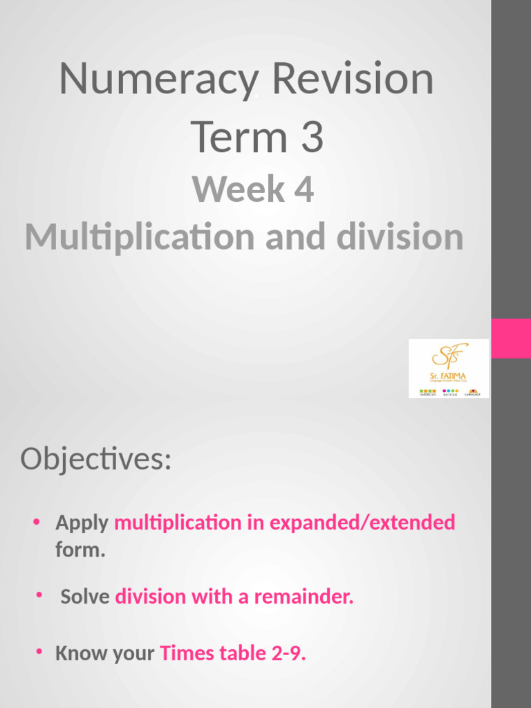 Numeracy Revision: Multiplication & Division | PDF