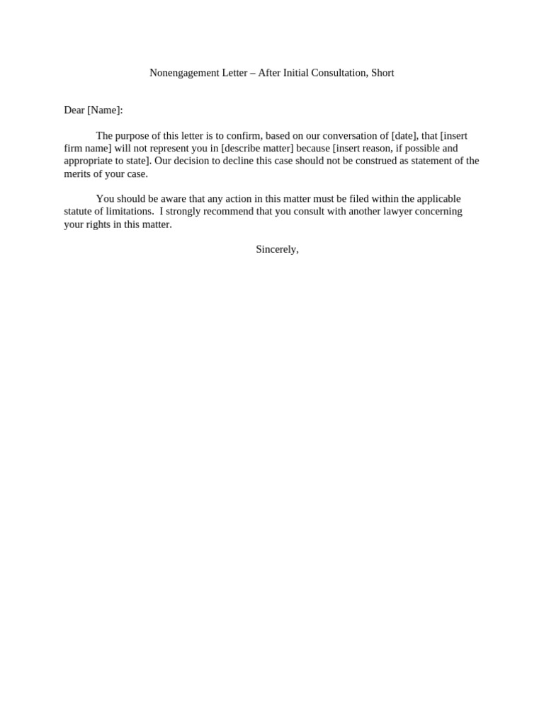 Non-Engagement Letter Template | PDF