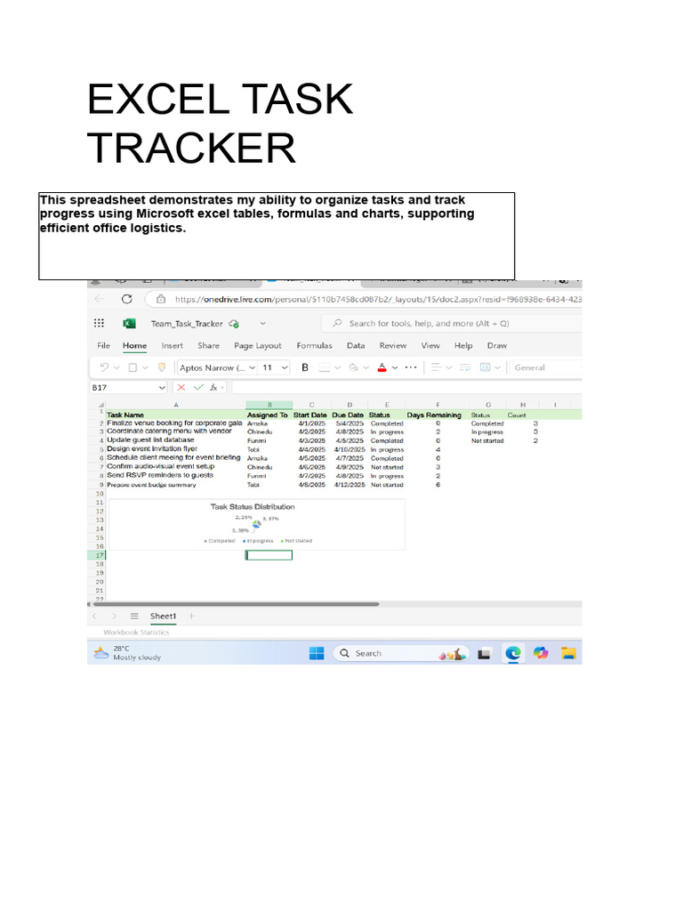 Excel Task Tracker For Portfolio | PDF