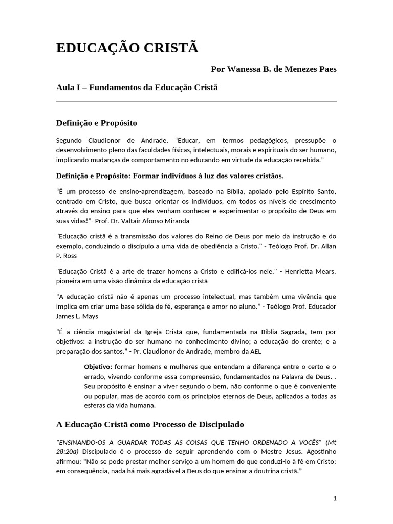 Fundamentos da Educação Cristã | PDF | Teologia | Pedagogia