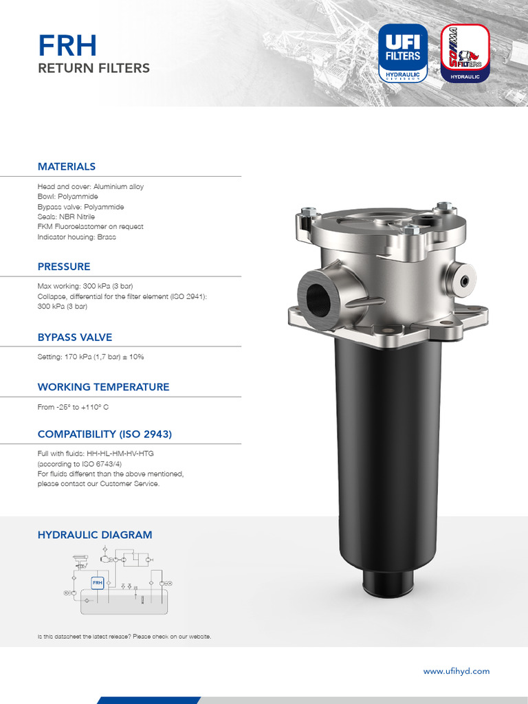 FRH Return Filter Specifications | PDF | Valve | Viscosity
