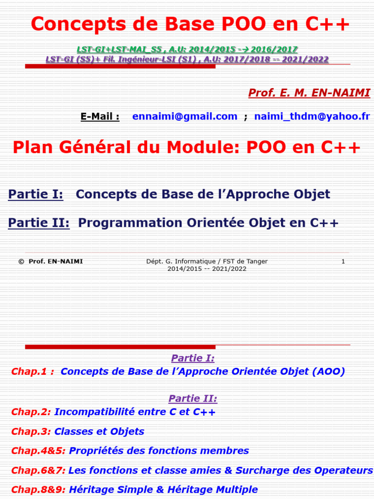 Concepts de Base de la POO en C++ | PDF | Programmation informatique ...
