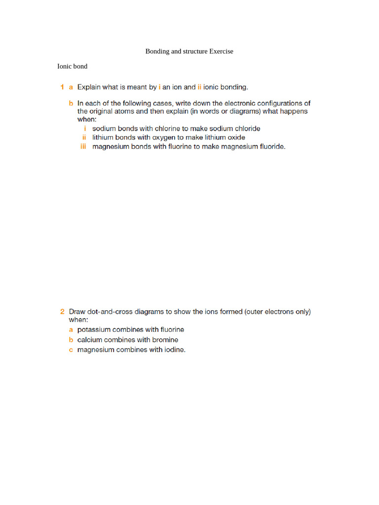 Bonding and Structure Exercise | PDF