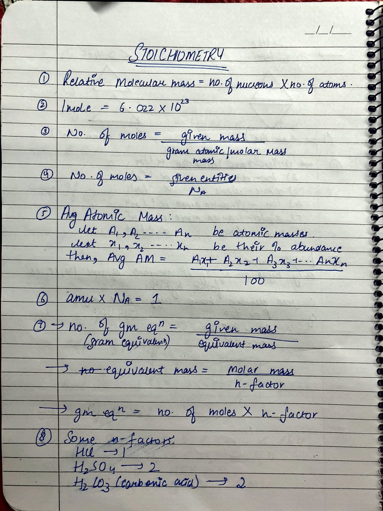 Stoichiometry Notes Pdf