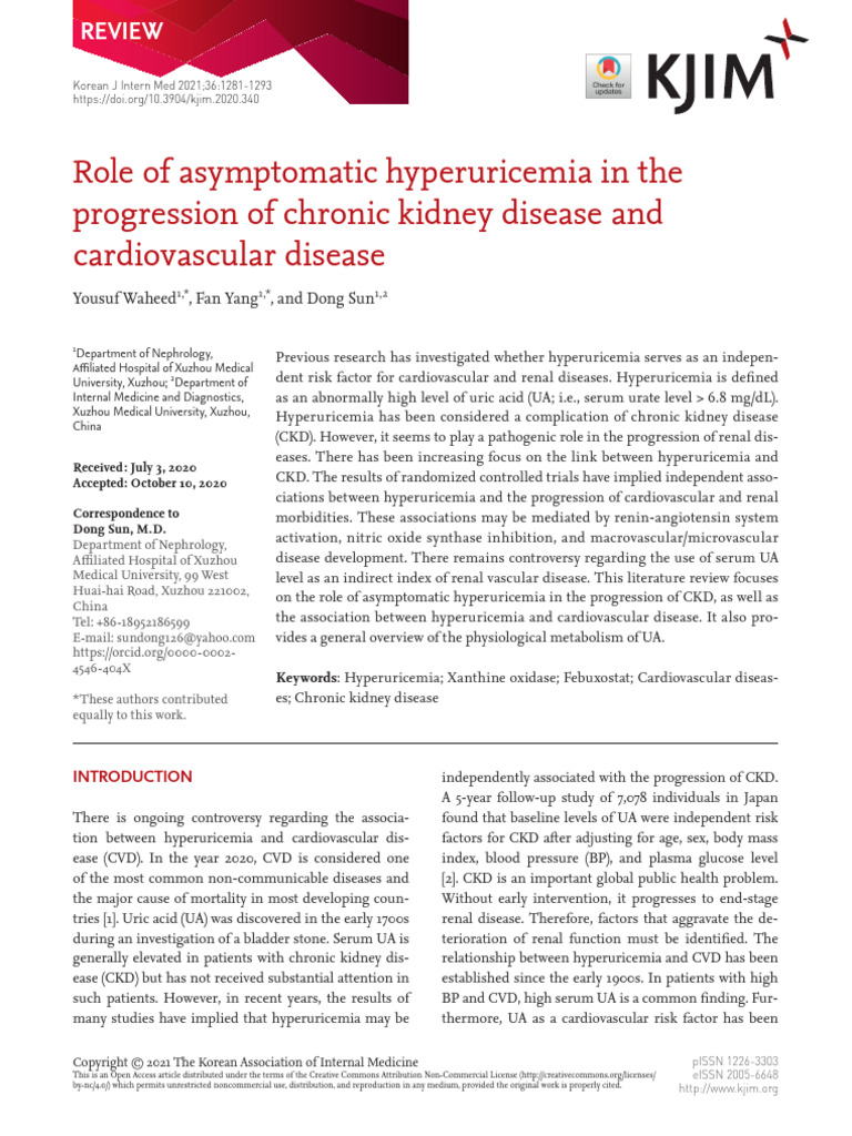 Hyperuricemia's Impact on CKD Progression | PDF | Chronic Kidney ...
