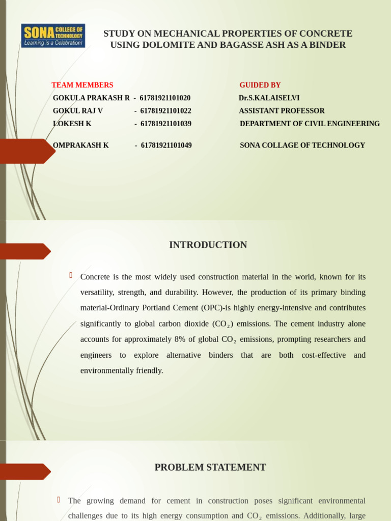 Mechanical Properties of Concrete with Dolomite and Bagasse Ash | PDF ...