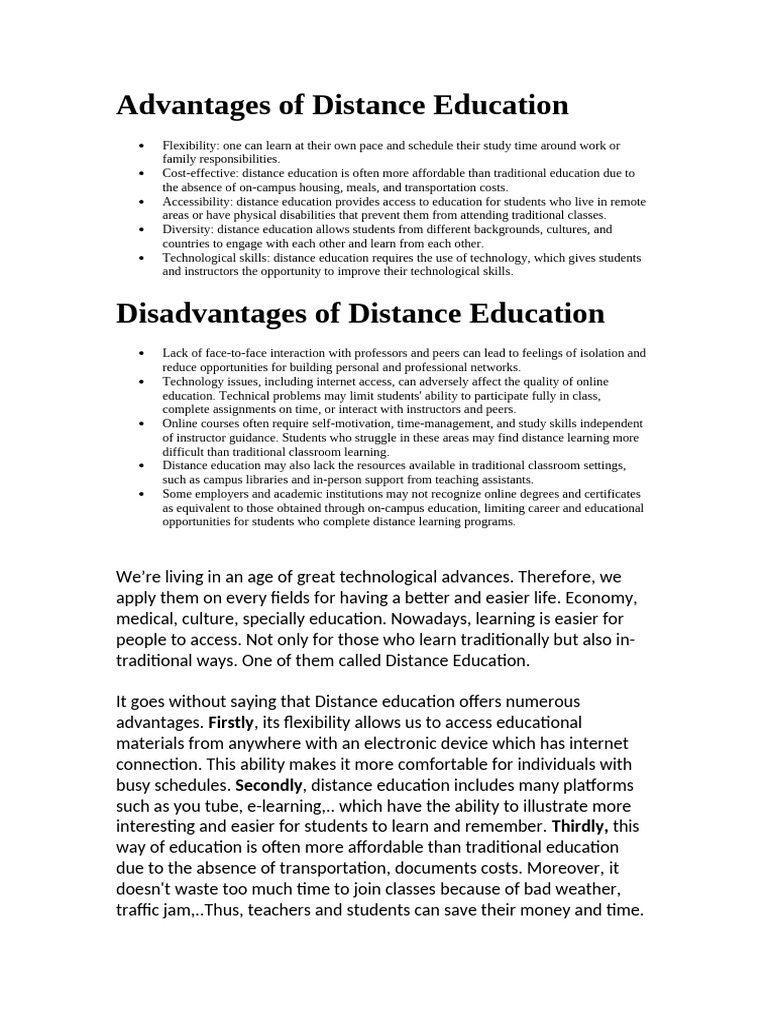 Advantages of Distance Education | PDF | Distance Education | Learning