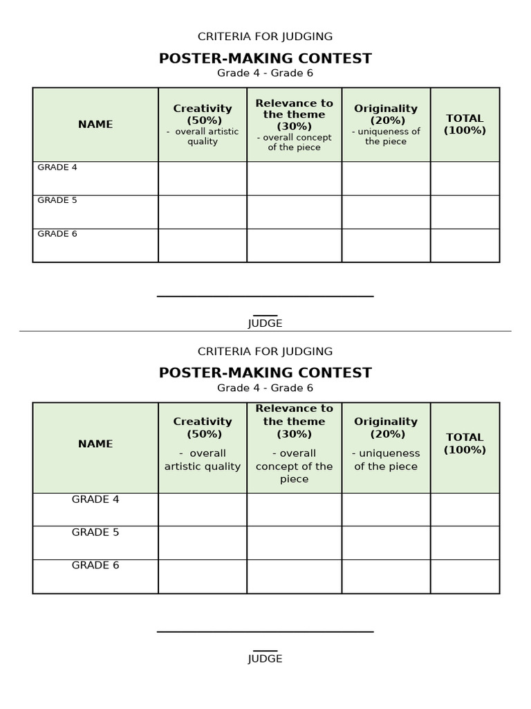 Judging Criteria for Poster Contest | PDF