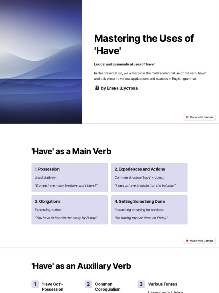 Mastering 'Have' in English Grammar | PDF