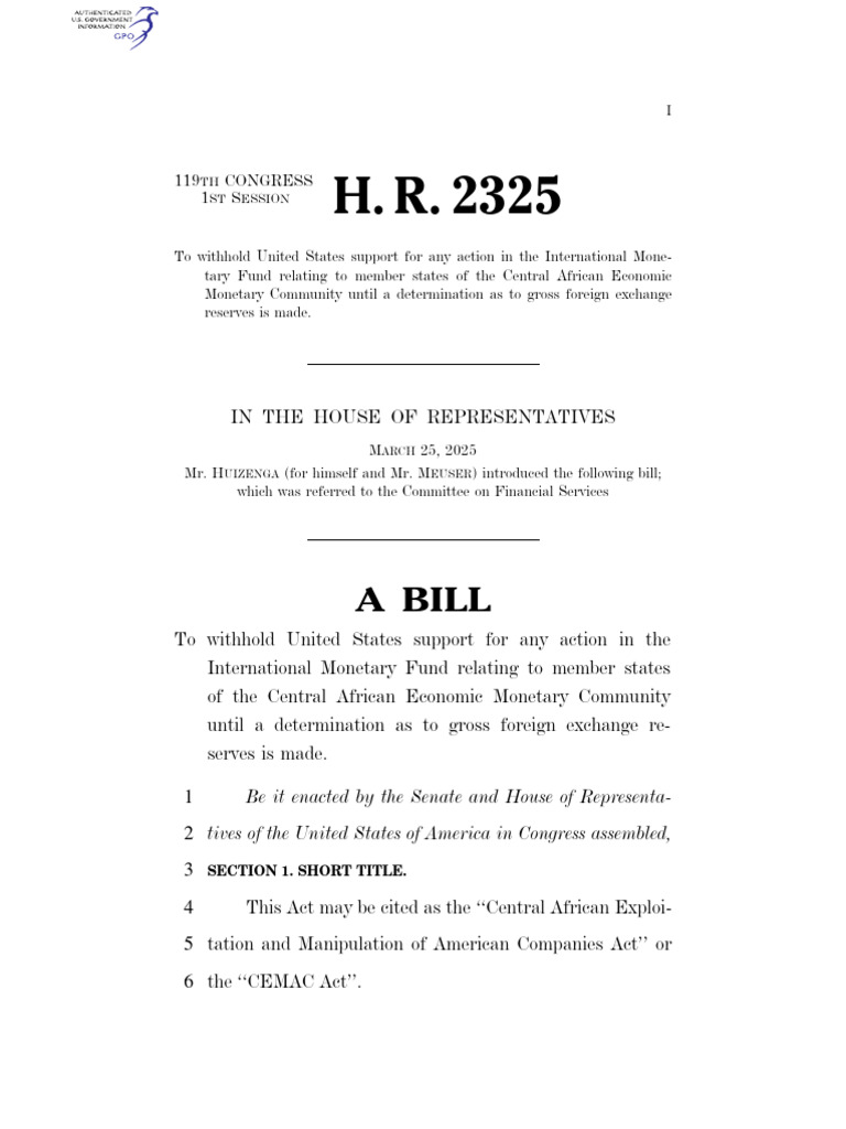 Bills 119hr2325ih | PDF | International Monetary Fund | Economies