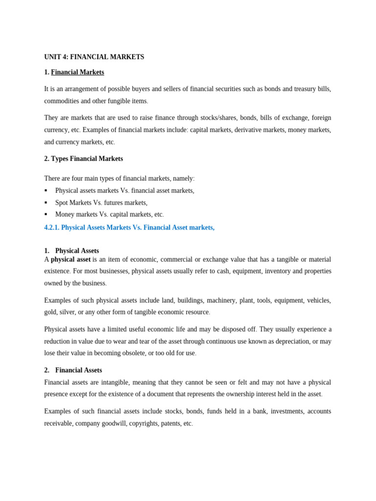 Overview of Financial Markets Types | PDF | Futures Contract ...