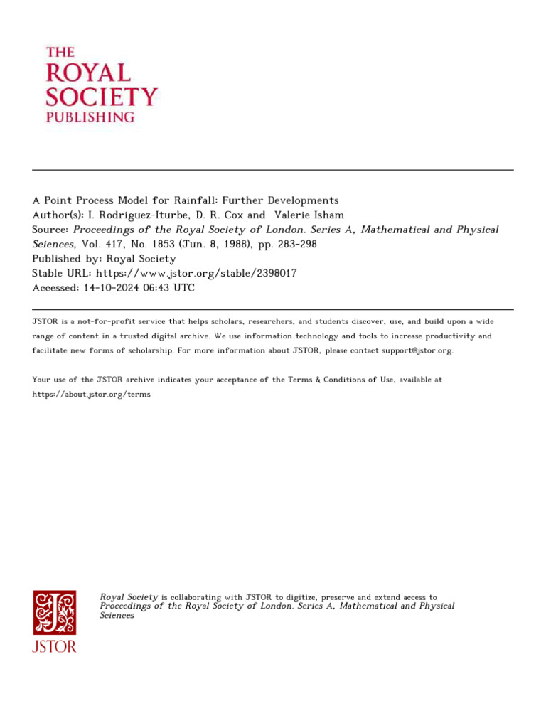 Enhanced Point Process Model for Rainfall | PDF | Covariance ...