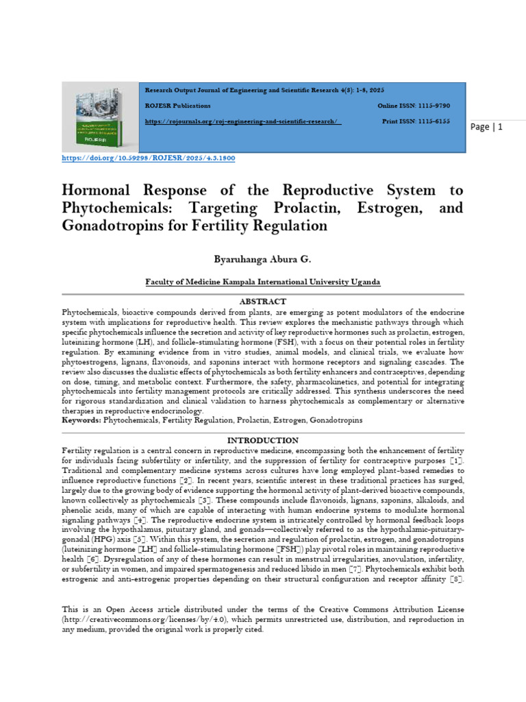 Phytochemicals and Hormonal Fertility Regulation | PDF | Gonadotropin ...