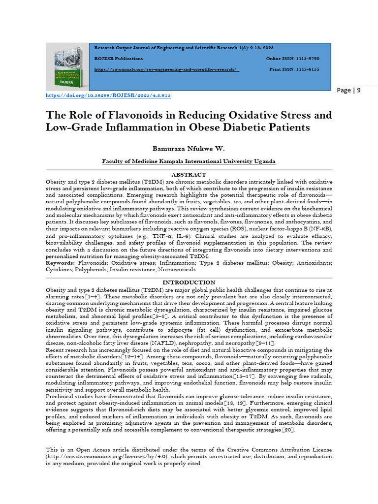 The Role of Flavonoids in Reducing Oxidative Stress and Low-Grade ...