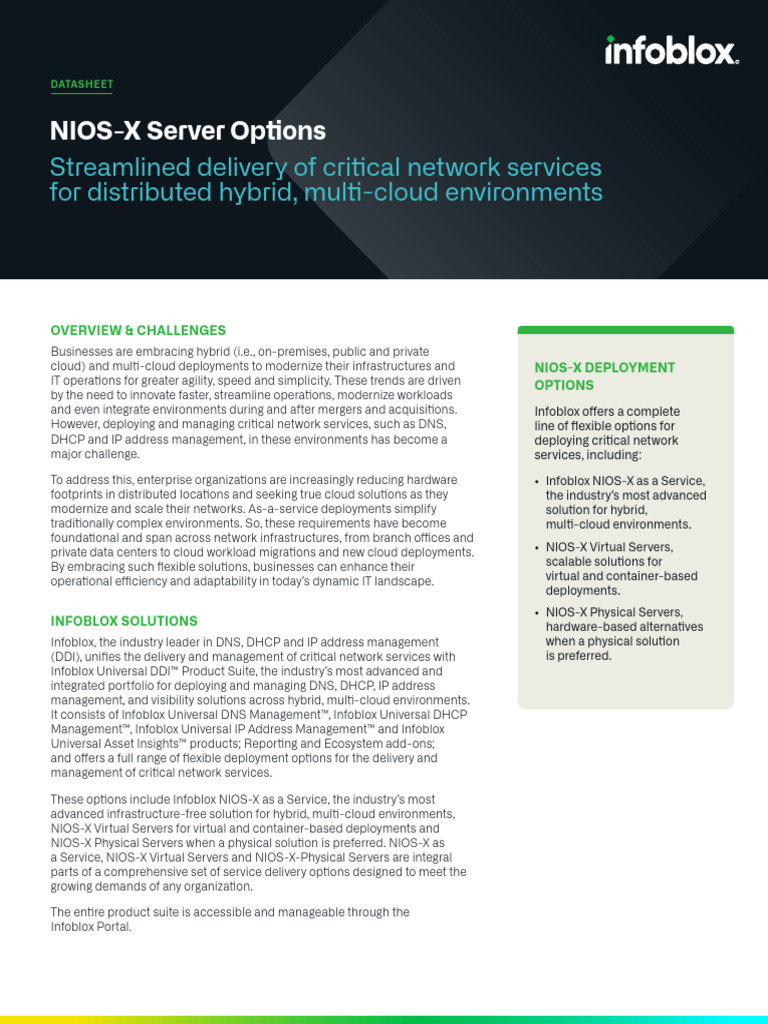 Infoblox NIOS-X Server Solutions Overview | PDF | Cloud Computing ...