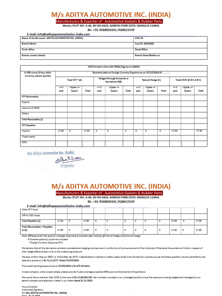 Ufce Aditya Automotive | PDF | Financial Markets