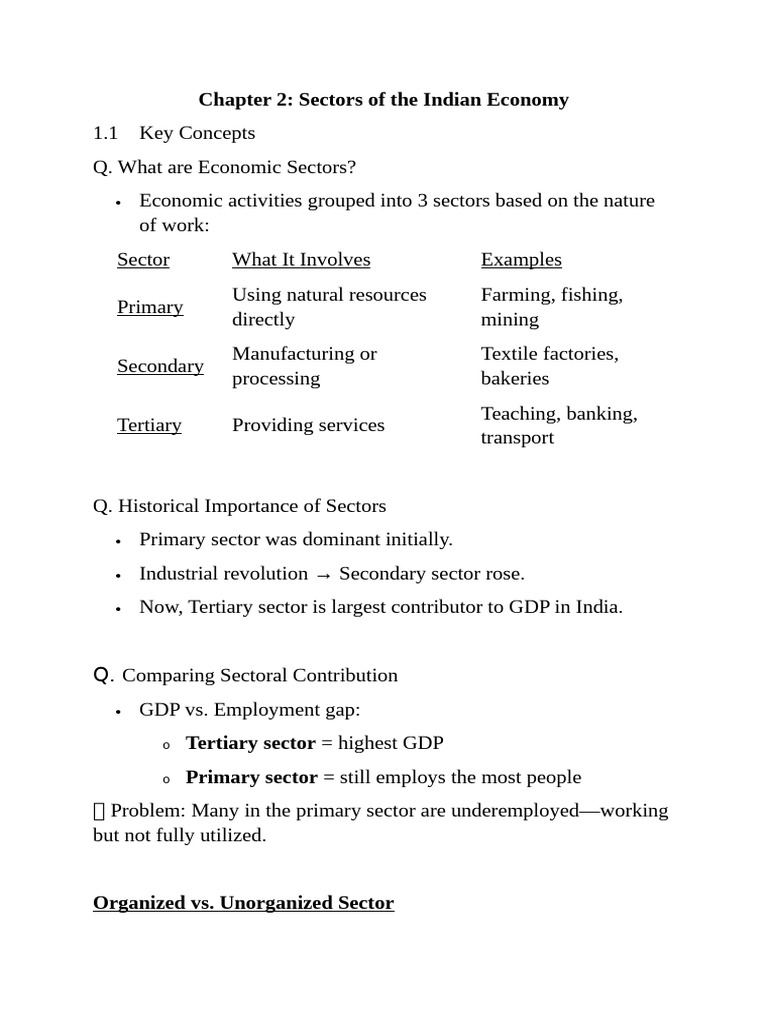 Key Sectors of Indian Economy Explained | PDF | Underemployment ...