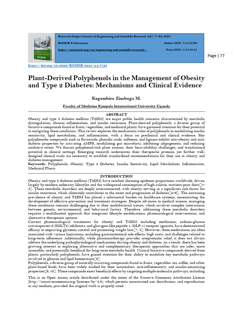 Plant-Derived Polyphenols in The Management of Obesity and Type 2 ...