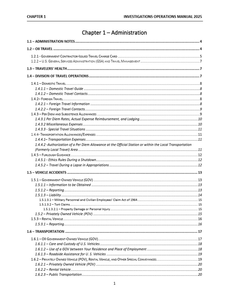 Investigations Operations Manual 2025 | PDF | Per Diem | Credit Card