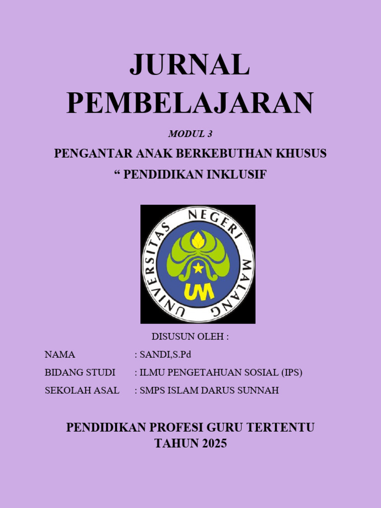 Jurnal Pembelajaran Modul 3 Inklusi | PDF