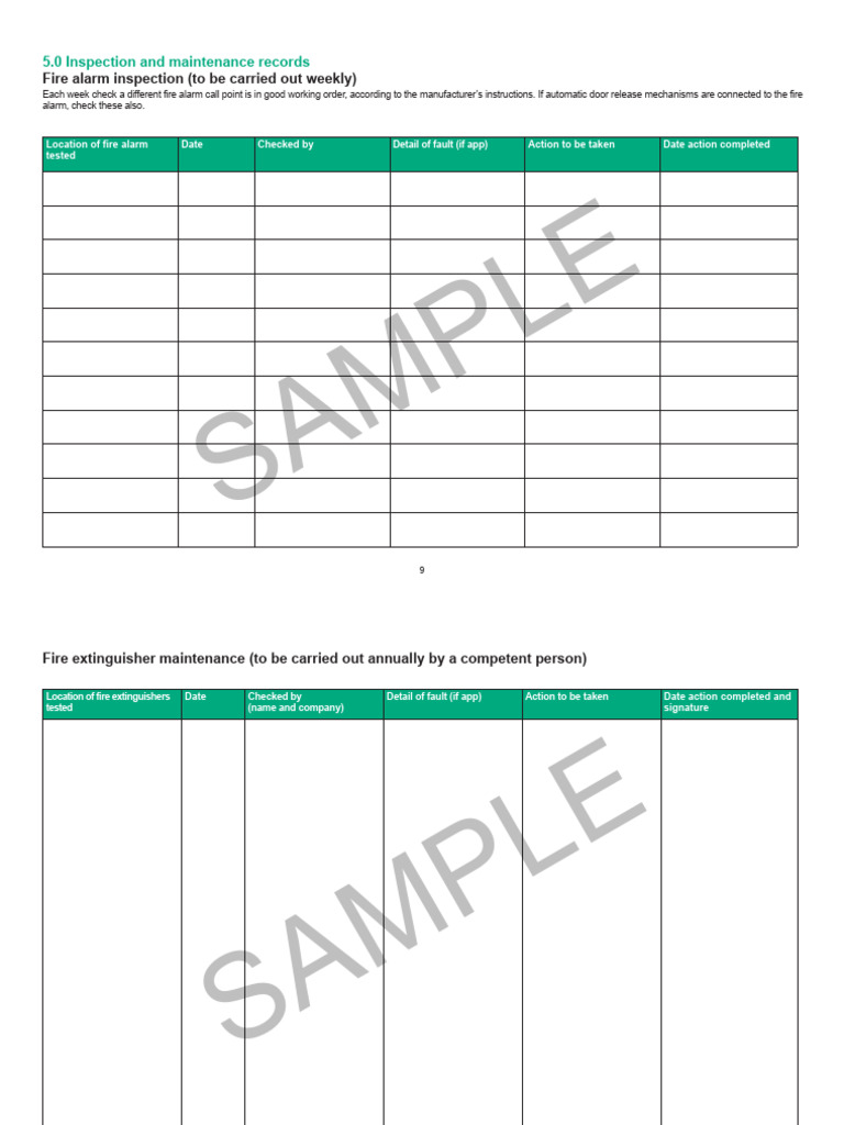 Fire Alarm and Extinguisher Maintenance Logs | PDF
