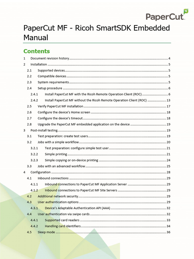 Ricoh SmartSDK PaperCut MF Manual | PDF | Embedded System | User Interface